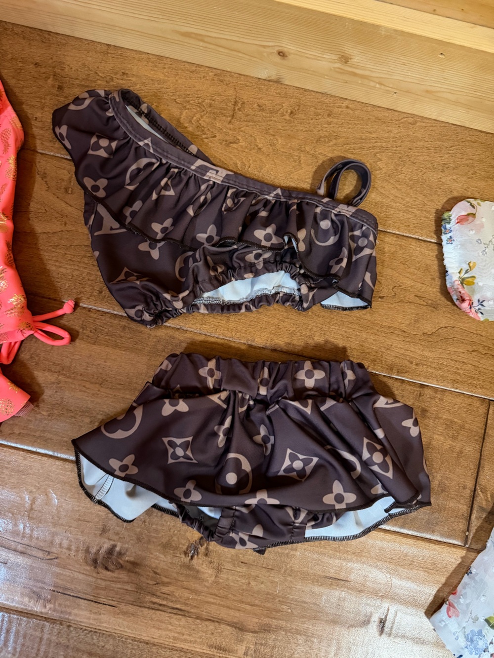 Brown Logo-Print Bikini Set - Brown